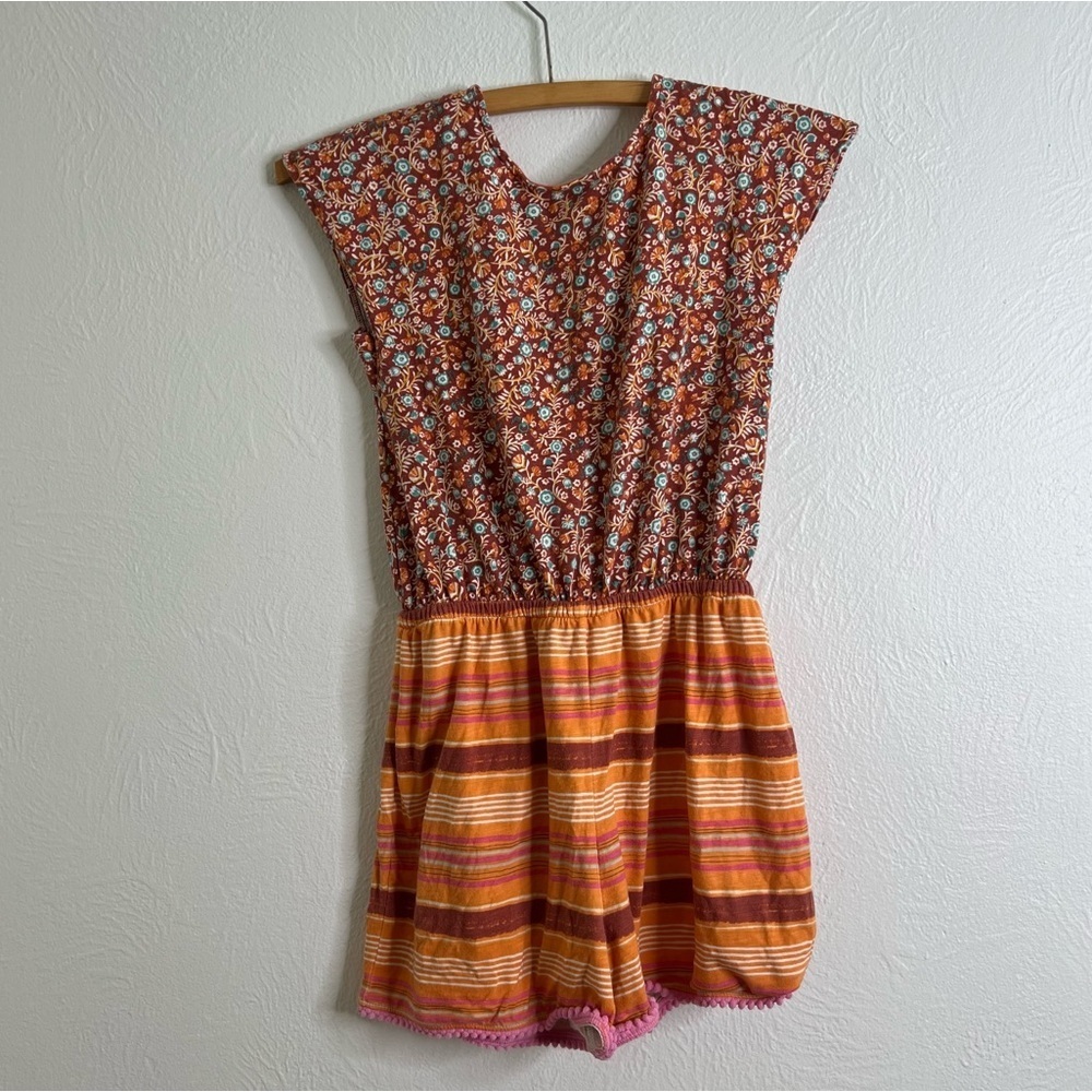 Matilda Jane Orange Cap Sleeve Round Neck Back Cut-Out Romper Size 8